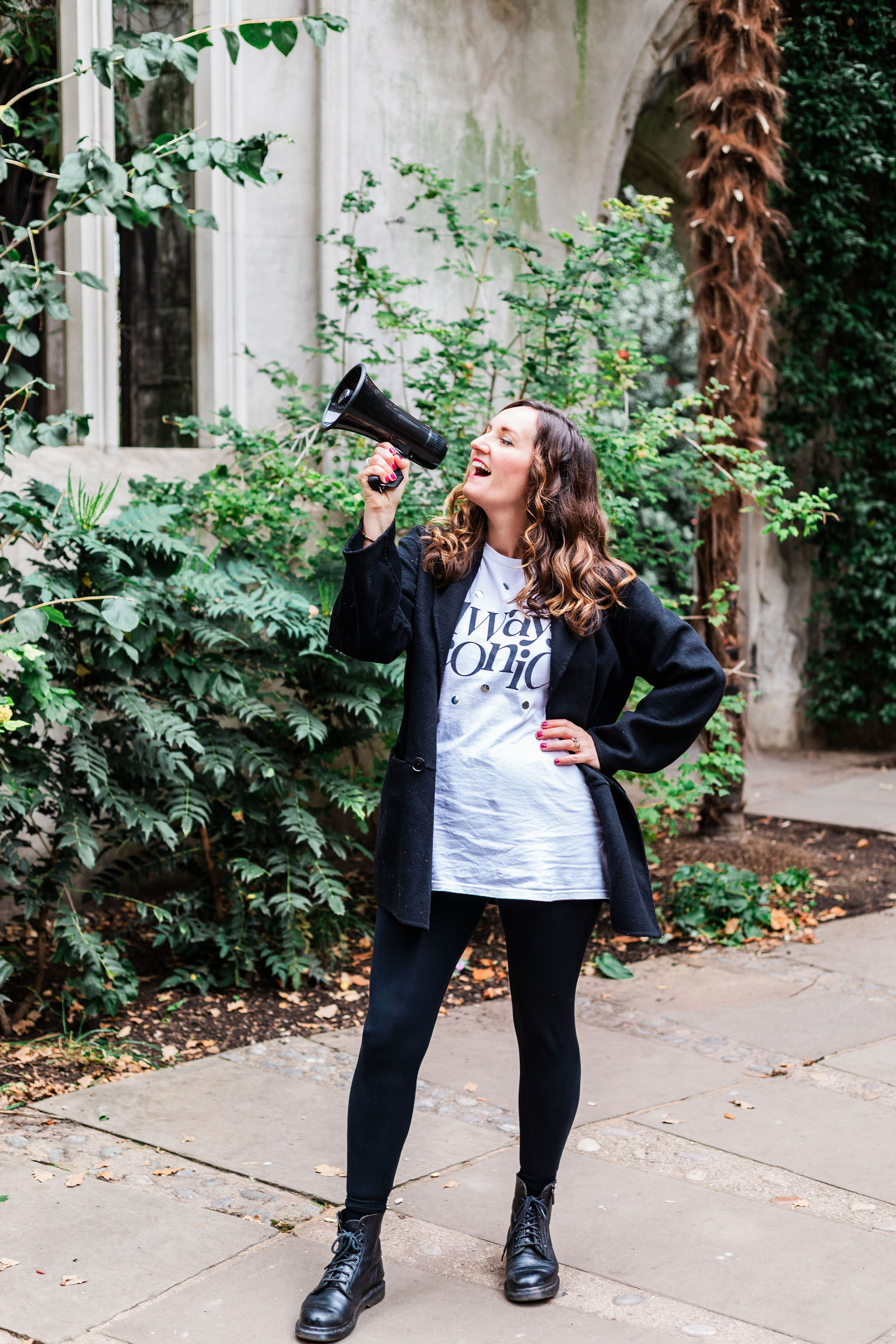 Charlotte with megaphone